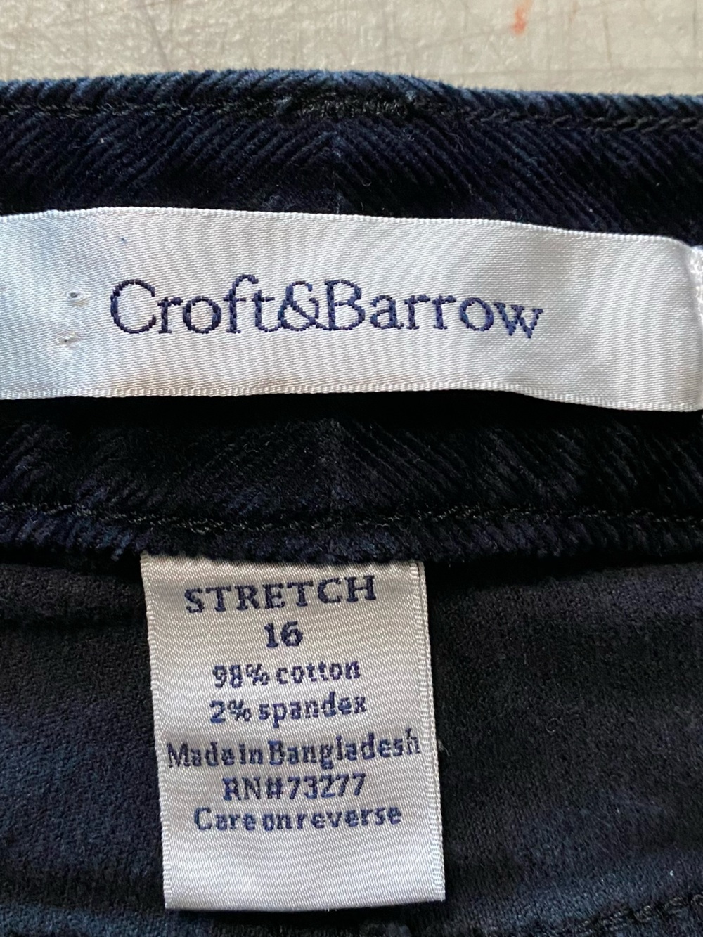 Croft & Barrow Navy Stretch Corduroy Pants - Picture 2 of 10